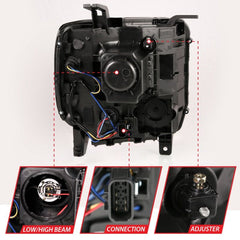 ANZO 2014-2015 GMC Sierra 1500HD Projector Plank Style Headlight Black W/ DRL