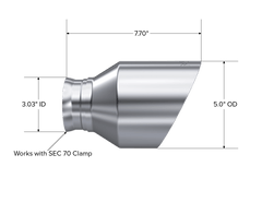 MBRP 15-23 Dodge Charger 5.7L/6.2L/6.4L T304 3in ID / 5in OD Out / 8in Length Angle Cut SS Tip