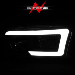 ANZO 99-17 GMC Sierra/Denali Headlights Black Amber (w/C Light Bars)