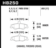 Hawk 98-02 Chevrolet Camaro 5.7L/3.8L / 98-02 Pontiac Firebird 5.7L/3.8L HPS Street Rear Brake Pads