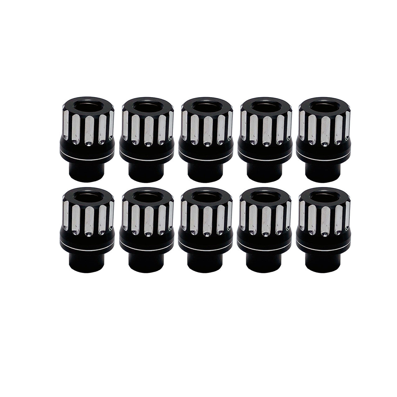 UPR 7075 Billet Aluminum Lug Nut M12-1.50 with .440" Shank 10pc Set (3007-103) Black and Machined