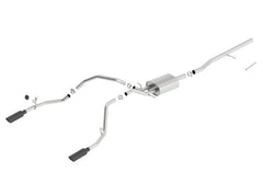 Borla 14 Sierra 1500 C/B S-Type Exhaust/2.75in Into Dual 2.25in Out 4in Split Rear Exit-Black Chrome