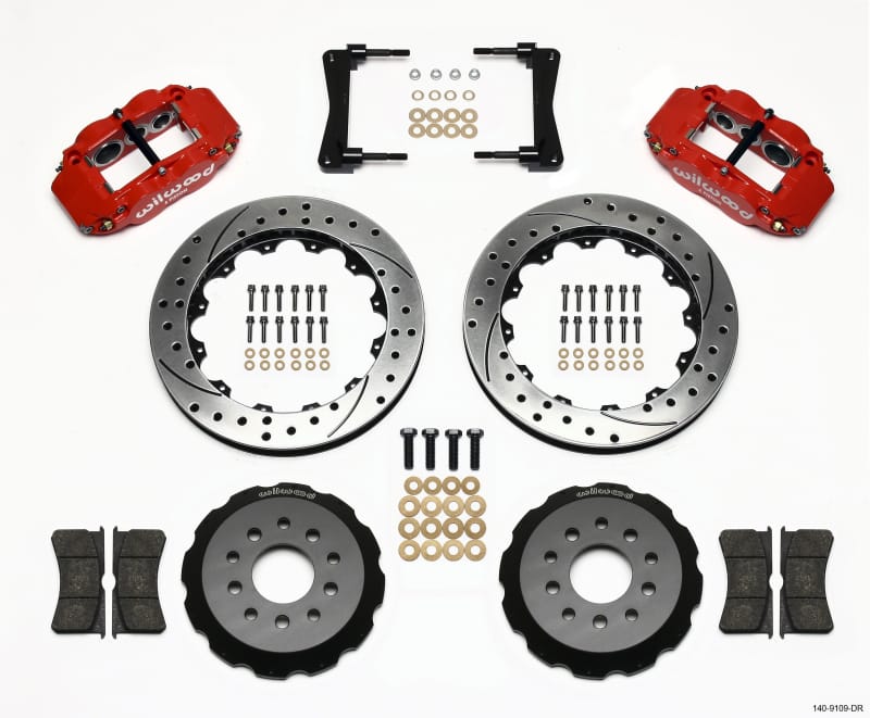 Wilwood Narrow Superlite 6R Front Hat Kit 13.06in Drill Red 2005-2014 Mustang
