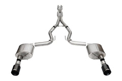 Corsa 24+ Ford MustangGT Xtreme Cat-Back Ex.Sys 3.0in Dual Rear Exit w/4.5in Blk PVD StraightCut Tip