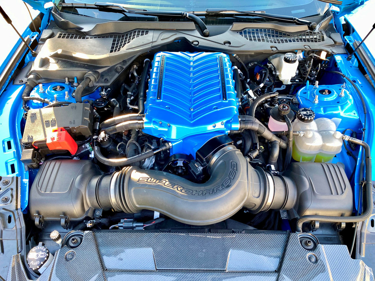 5028-295-1 SC Catch Can & Optional 5049-295-1-CSCC for 2024 Mustang GT w/Whipple Black Anodized Finish