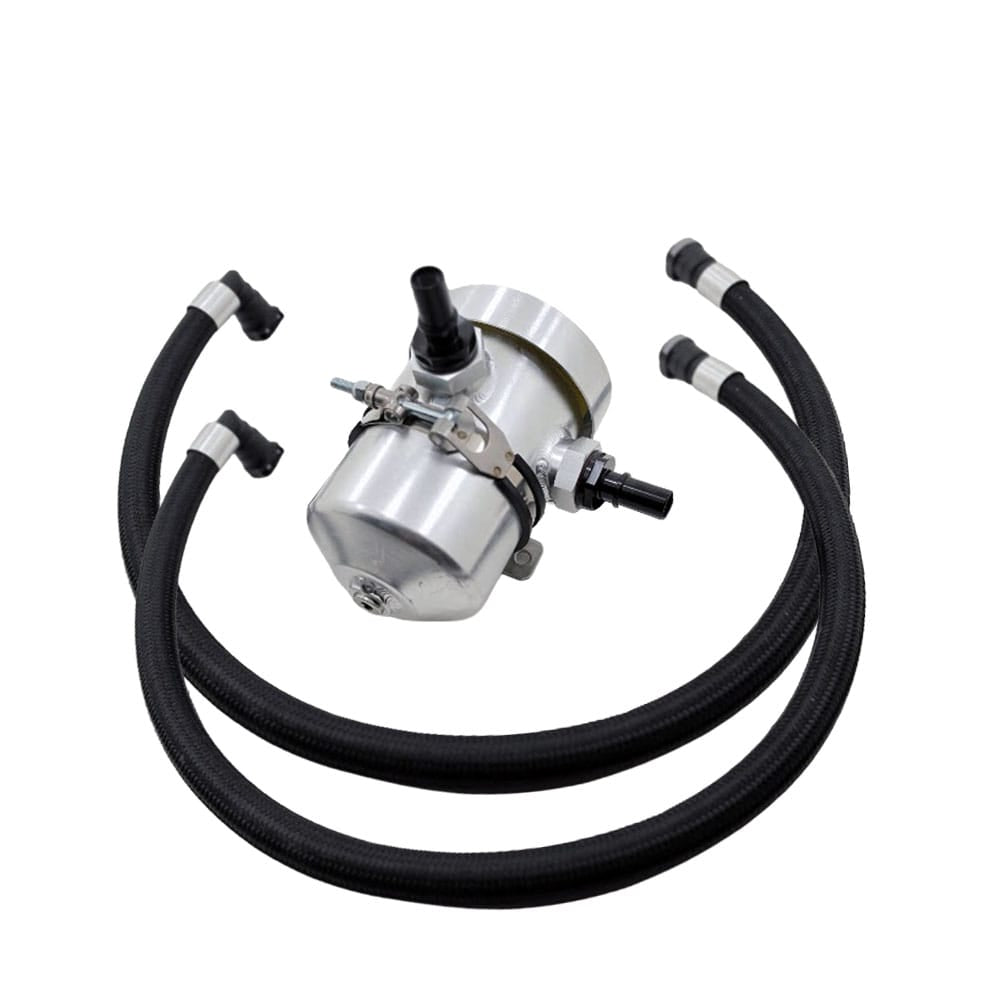 Plug N Play 4.50" VTA Breather Tank Satin Silver (fits 11+ Mustang, F-150, Coyote Swap)