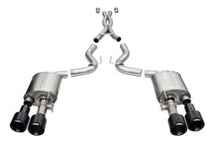 Corsa 20-22 Ford Mustang GT500 3.0in Dual Rear Exit Catback w/ Twin 5.0in Black Carbon Fiber Tips