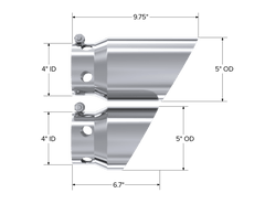 MBRP 2008 Ford F250/350/450 6.4 L 4 inlet 5 Tip Cover Set - 6 and 9 in length