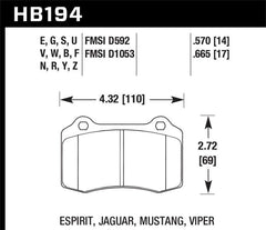 Hawk 92-00 Dodge Viper / 00 Mustang Cobra SVT HPS Street Front Brake Pads