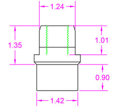Tube End Adapter Weld Bung 3/4-16 Left Hand for 1-5/8" x .083" Tubing