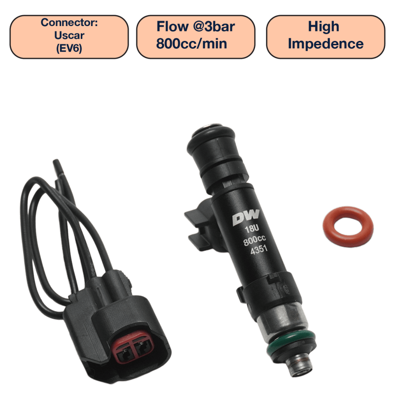 DeatschWerks Universal 800cc Single Fuel Injector / 60mm Length / 14mm O-Ring Seals