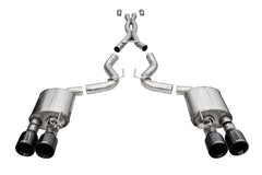 Corsa 20-22 Ford Mustang GT500 3.0in Dual Rear Exit Catback w/ Twin 5.0in Blk Straight Cut Pro Tips