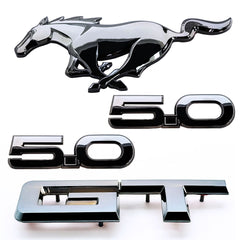 2015 - Present Mustang Black Chrome Set Emblem in Low Light