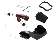 aFe 17-24 Ford F-150 Track Series Red Kevlar Carbon Fiber C/A Intake System w/Black Pro 5R Filter