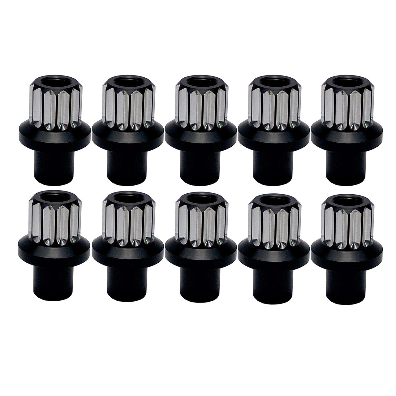 UPR 7075 Billet Aluminum Lug Nut 1/2-20 with .710" Shank 10pc Set (3007-117) Black and Machined