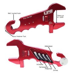 UPR 7075 Billet Adjustable -16 AN Wrench with Dual DZUS Multi-Tool Pit Wrench