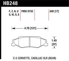 Hawk 97-12 Corvette/01-04 Z06/05-09 Z51 HT-10 Race Rear Brake Pads