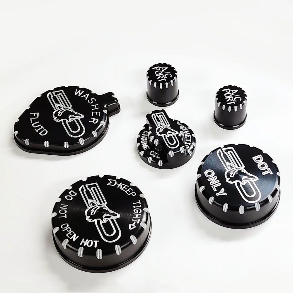 Howling Coyote Billet Strut Cap Covers Machined Engraved (fits 15-24 Mustang GT 5.0) UPR