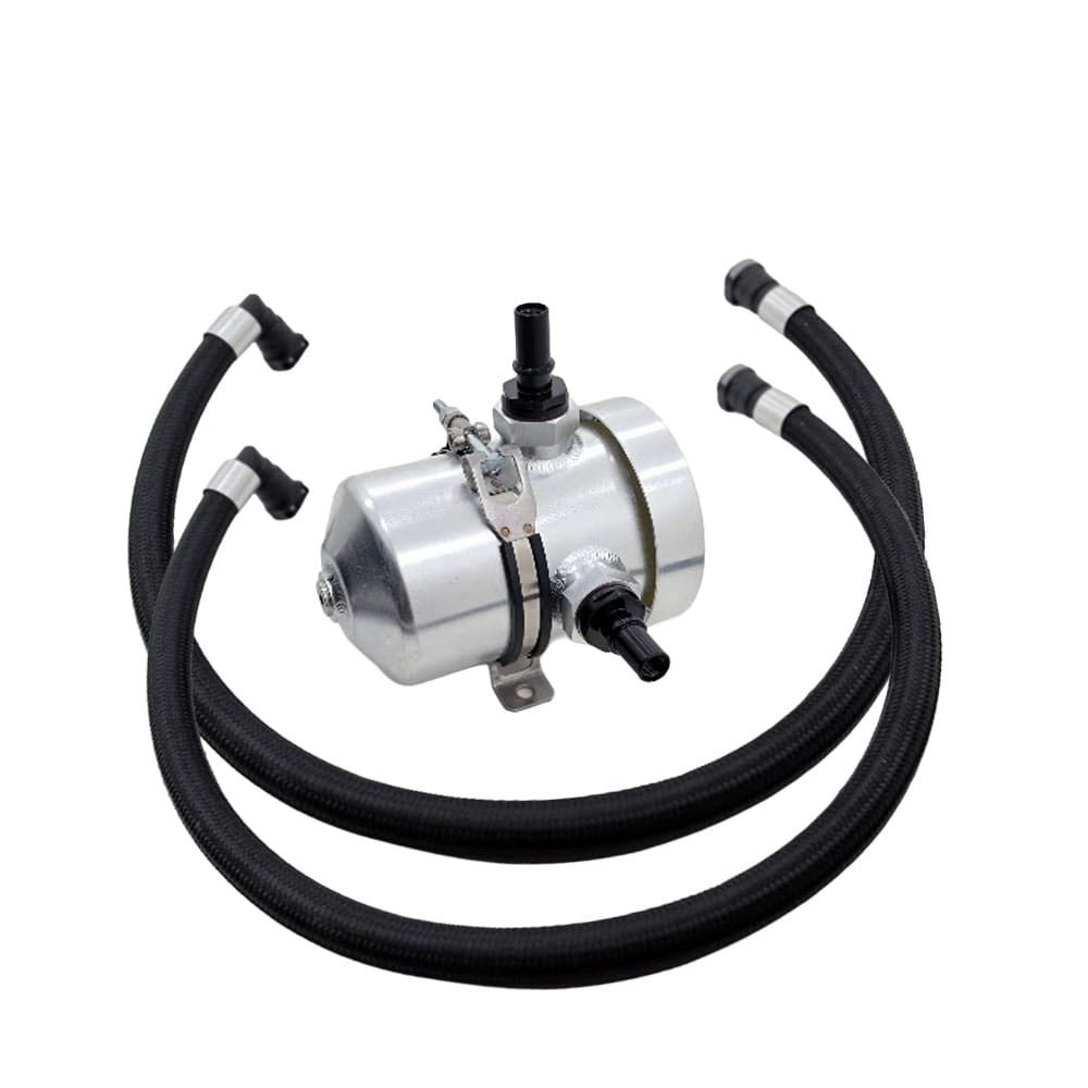 Plug N Play 4.50" VTA Breather Tank Satin Silver (fits 11+ Mustang, F-150, Coyote Swap)