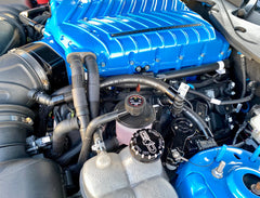 Clean Side Catch Can installed on a 2024 Mustang GT with a 3.0 Whipple Gen 6 Supercharger in Black Anodized Finish [5049-295-1-CSCC]