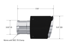 MBRP 15-23 Dodge Charger 5.7L/6.2L/6.4L T304 3in ID / 5in OD Out / 8in Length Angle Cut Carbon Tip