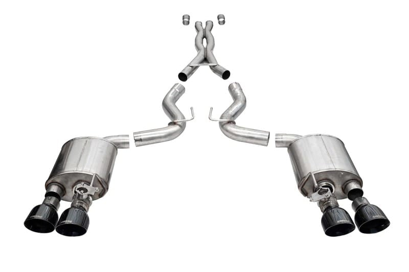 Corsa 20-22 Ford Mustang GT500 3.0in Dual Rear Exit Catback w/ Twin 5.0in Black Slash Cut Pro Tips