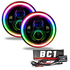 Oracle 7in High Powered LED Headlights - Black Bezel - ColorSHIFT - BC1