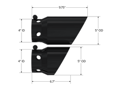 MBRP 2008+ Ford F250/350/450 6.4 L 4 inlet 5 Tip Cover Set - 6.75in and 9.75in Length - Black