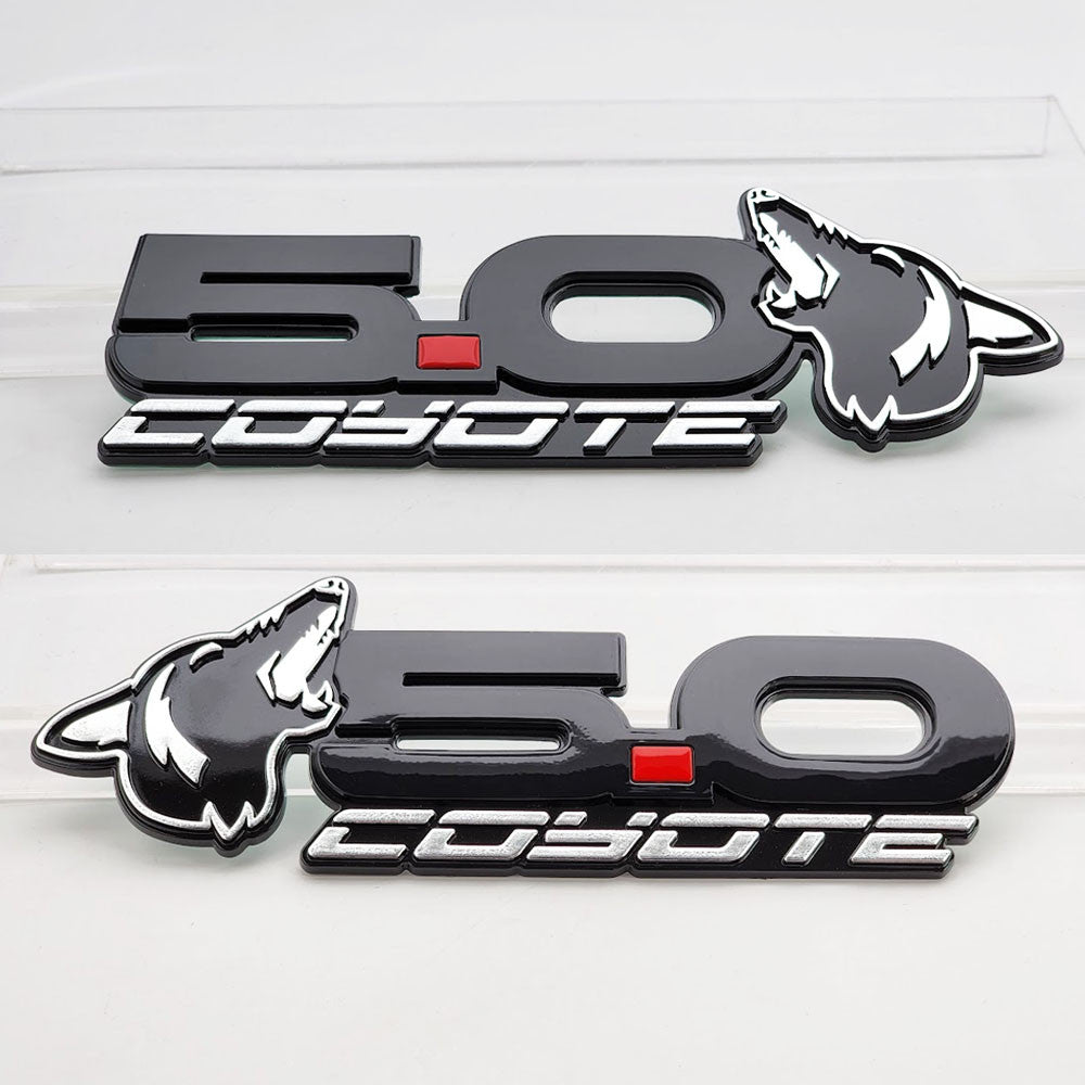 2015-2023 Coyote 5.0 Mustang Fender Emblems (BLACK/CHROME) AMP-85101-13