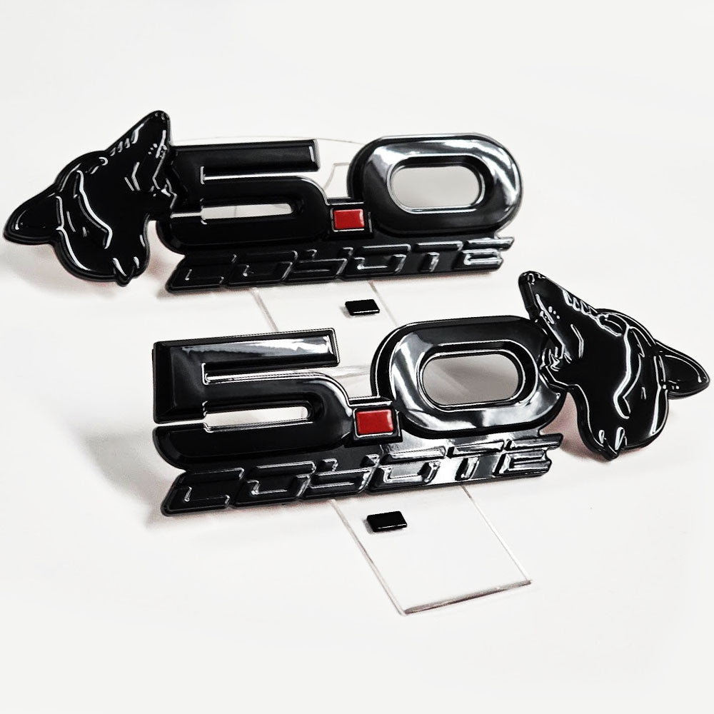 2015-2023 Coyote 5.0 Mustang Fender Emblems (BLACK/GLOSS BLACK) AMP-85101-15