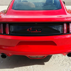 Howling Coyote 5.0 Rear Decklid Emblem Installed - Red - Fits Mustang & Universal - AMP-85101-20