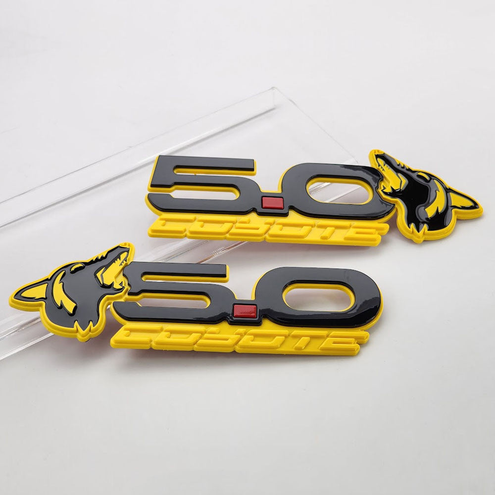 2015-2023 Coyote 5.0 Mustang Fender Emblems (TRIPLE YELLOW/BLACK) AMP-85101-44
