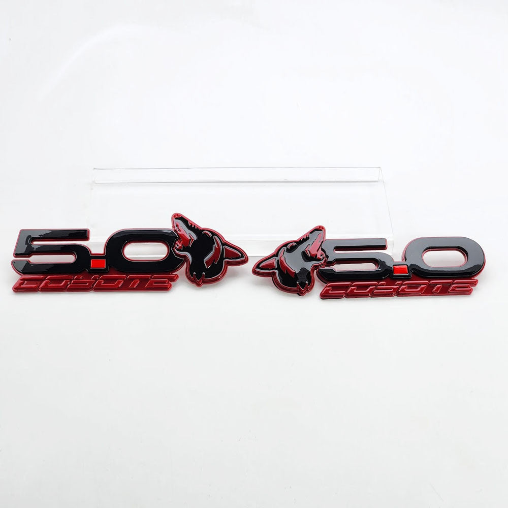 2015-2023 Coyote 5.0 Mustang Fender Emblems (RUBY RED/BLACK) AMP-85101-45