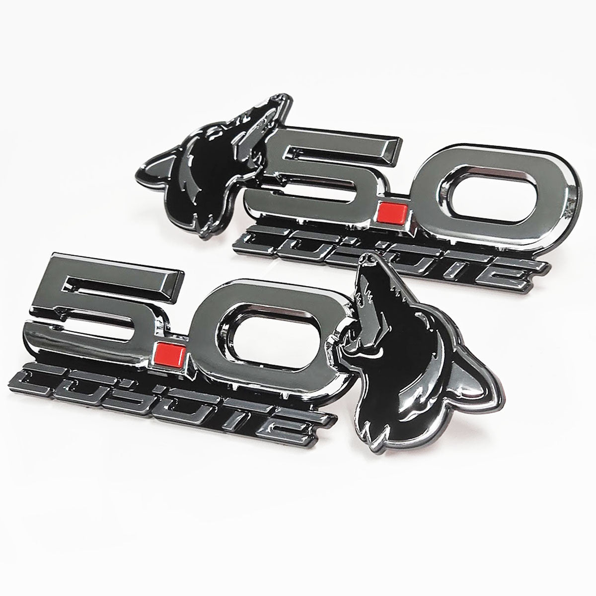 2015-2023 Coyote 5.0 Mustang Fender Emblems (BLACK/CHROME) AMP-85101-60