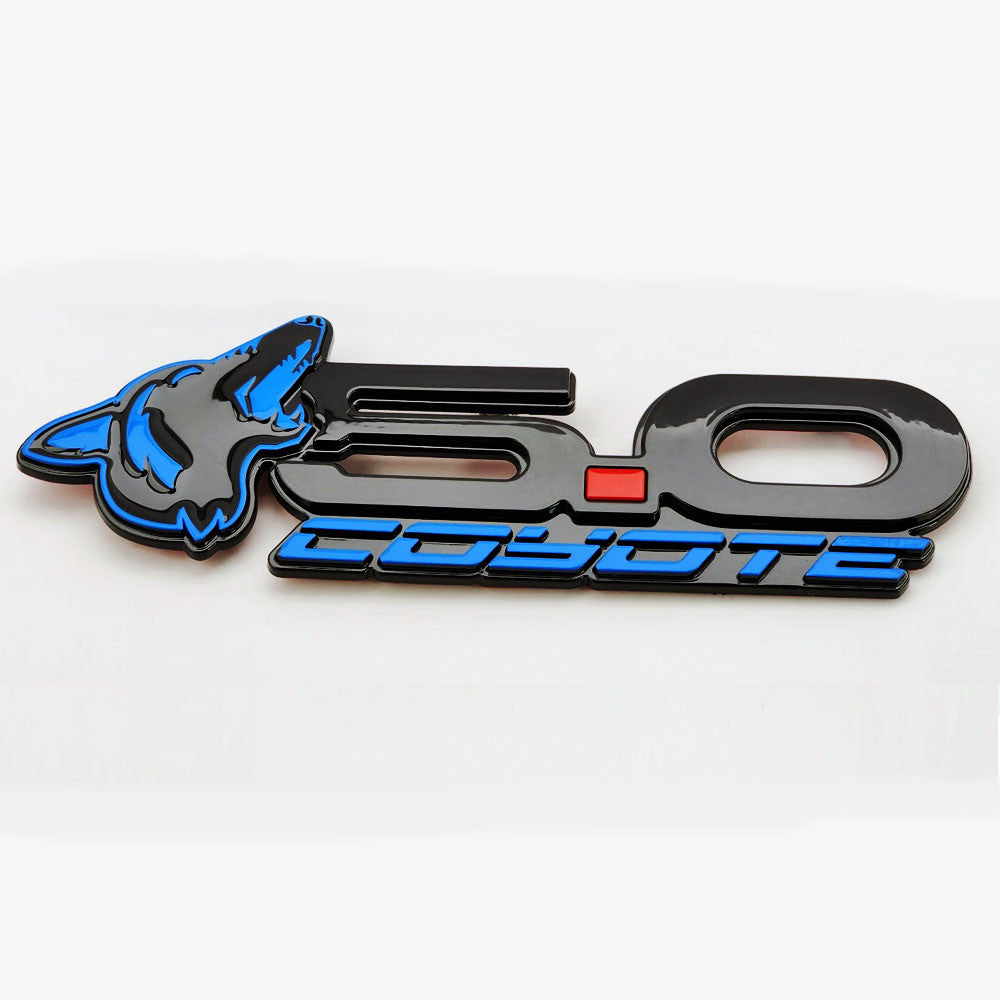 Howling Coyote 5.0 Rear Decklid Emblem Installed - Grabber - Fits Mustang & Universal - AMP-85101-80