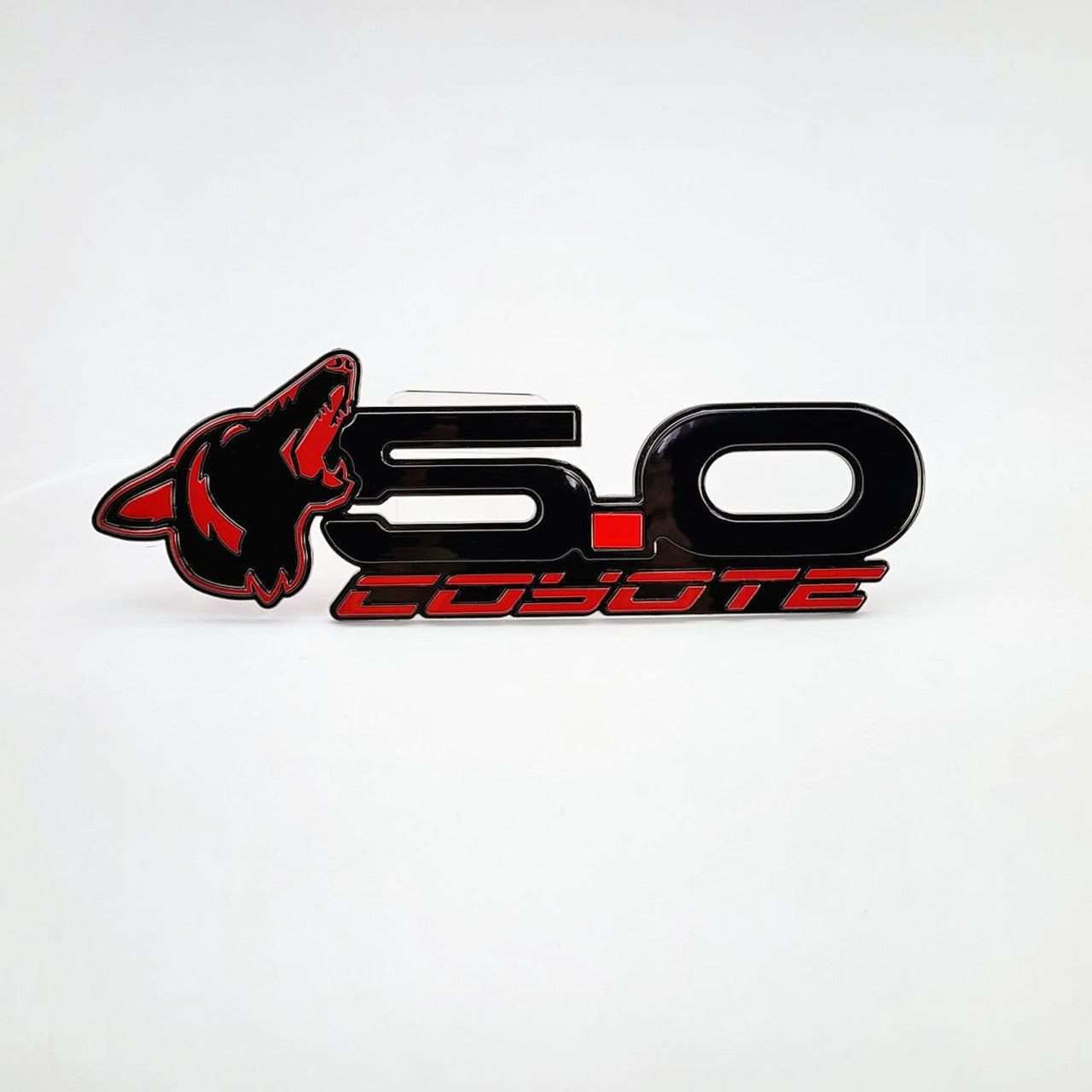 Howling Coyote 5.0 Rear Decklid Emblem Left Coyote - Red - Fits Mustang & Universal - AMP-85101-20