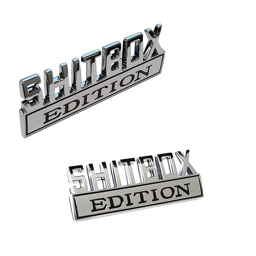 Shitbox Edition Emblem Chrome with Black Text
