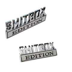 Shitbox Edition Emblem Chrome with Black Text