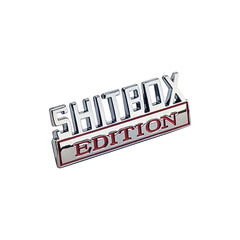 Shitbox Edition Emblem Chrome with Red Text