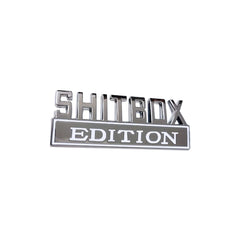 Shitbox Edition Emblem Chrome with White Text