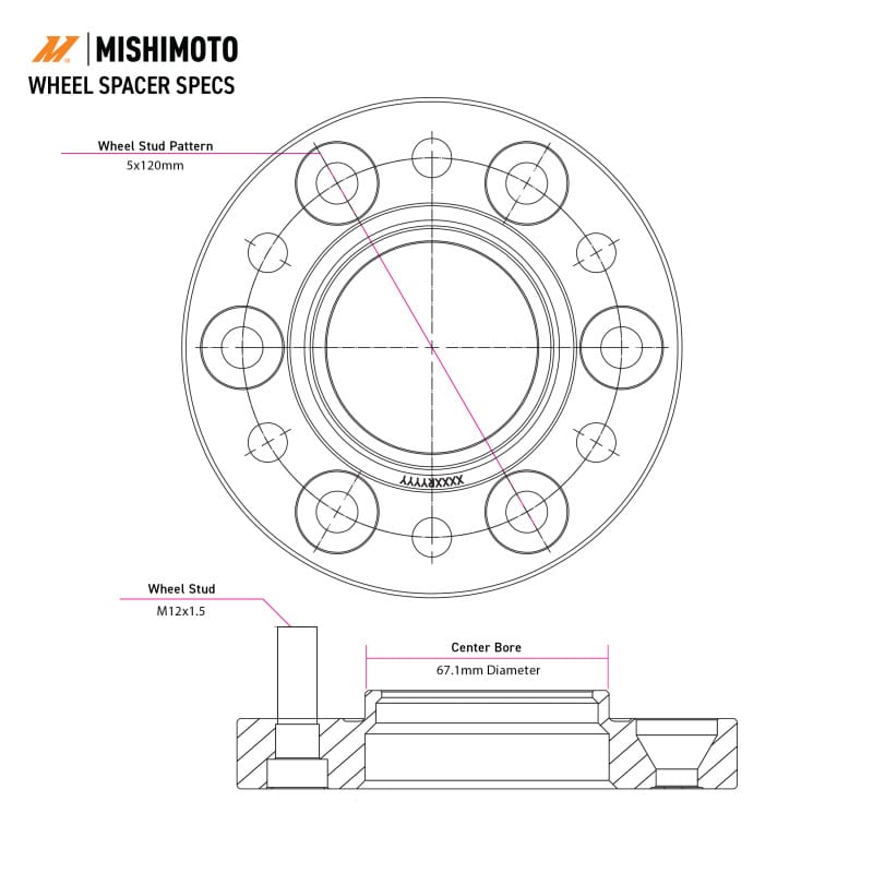 Mishimoto Wheel Spacers - 5x120 - 67.1 - 20 - M14 - Black