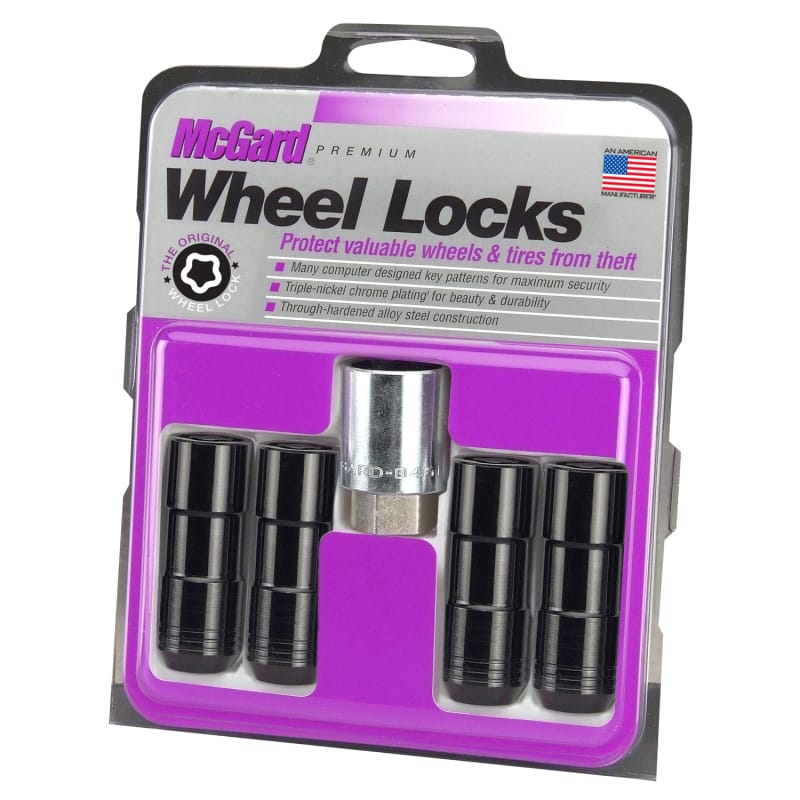 McGard Wheel Lock Nut Set - 4pk. (Cone Seat Duplex) 9/16-18 / 7/8 Hex / 2.5in. Length - Black