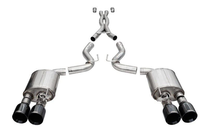 Corsa 20-22 Ford Mustang GT500 3.0in Dual Rear Exit Catback w/ Twin 5.0in Blk Straight Cut Pro Tips