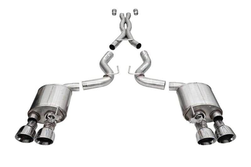 Corsa 20-22 Ford Mustang GT500 3.0in Dual Rear Exit Catback w/ Twin 5.0in Polish Slash Cut Pro Tips