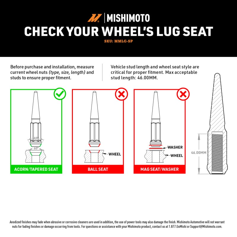 Mishimoto Mishimoto Steel Spiked Lug Nuts M14 x 1.5 24pc Set Blue