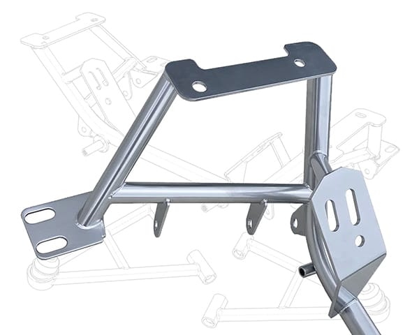 UPR TIG-welded tubular K-member in silver powder coat finish