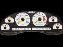 99-04 Mustang V6 Silver Reverse Glow Gauges